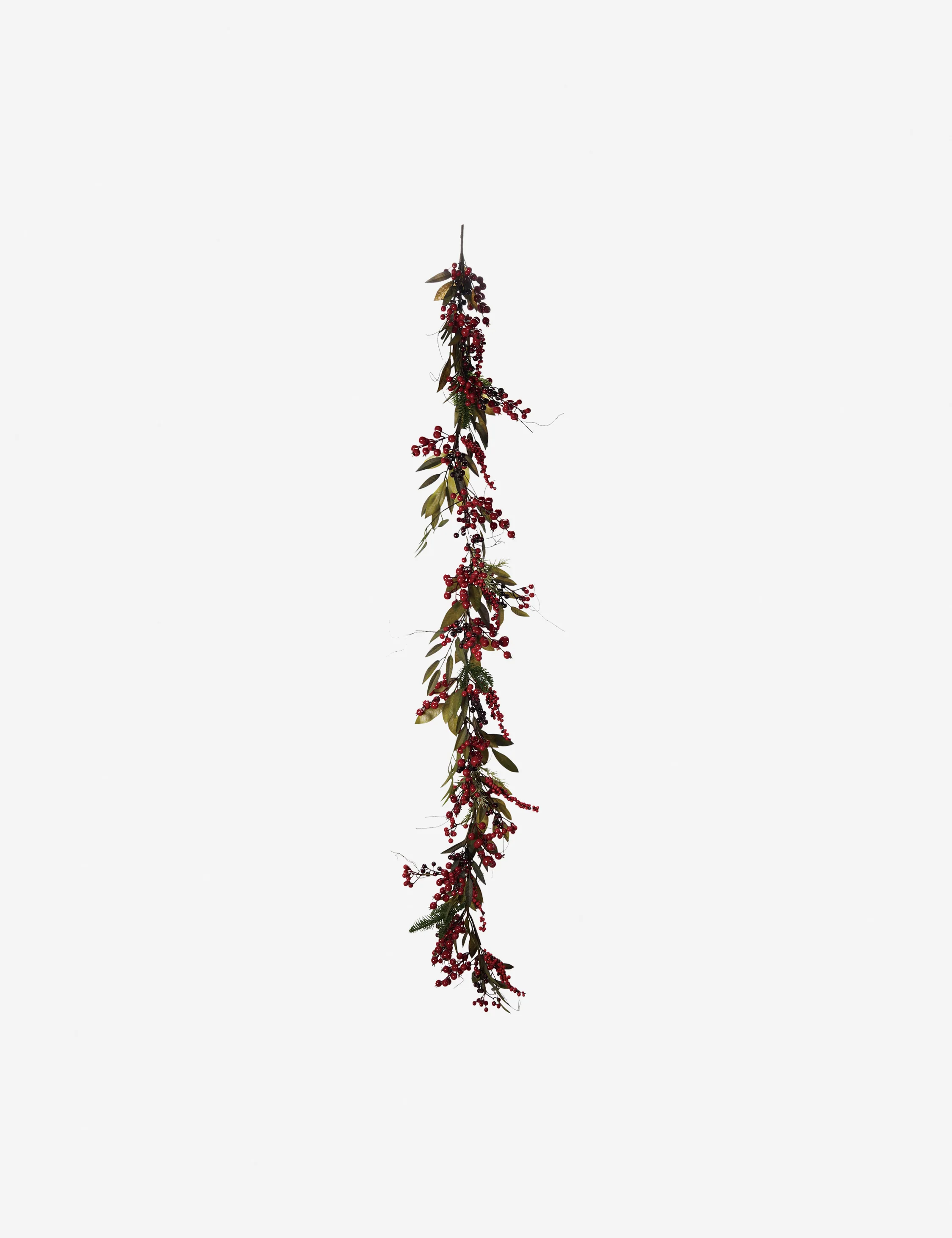 Faux Spruce Garland with Red Berries and Pinecones - Image 2