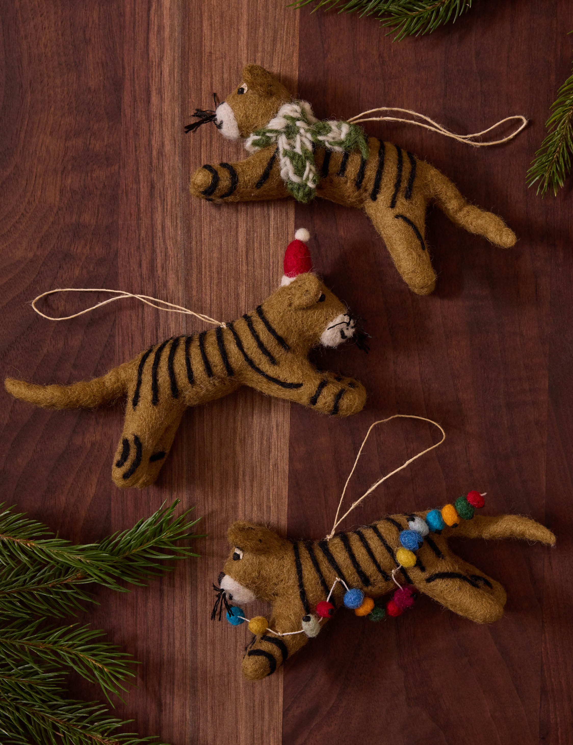 Felt Tiger Trio Ornaments (Set of 3) by Sarah Sherman Samuel - Image 2