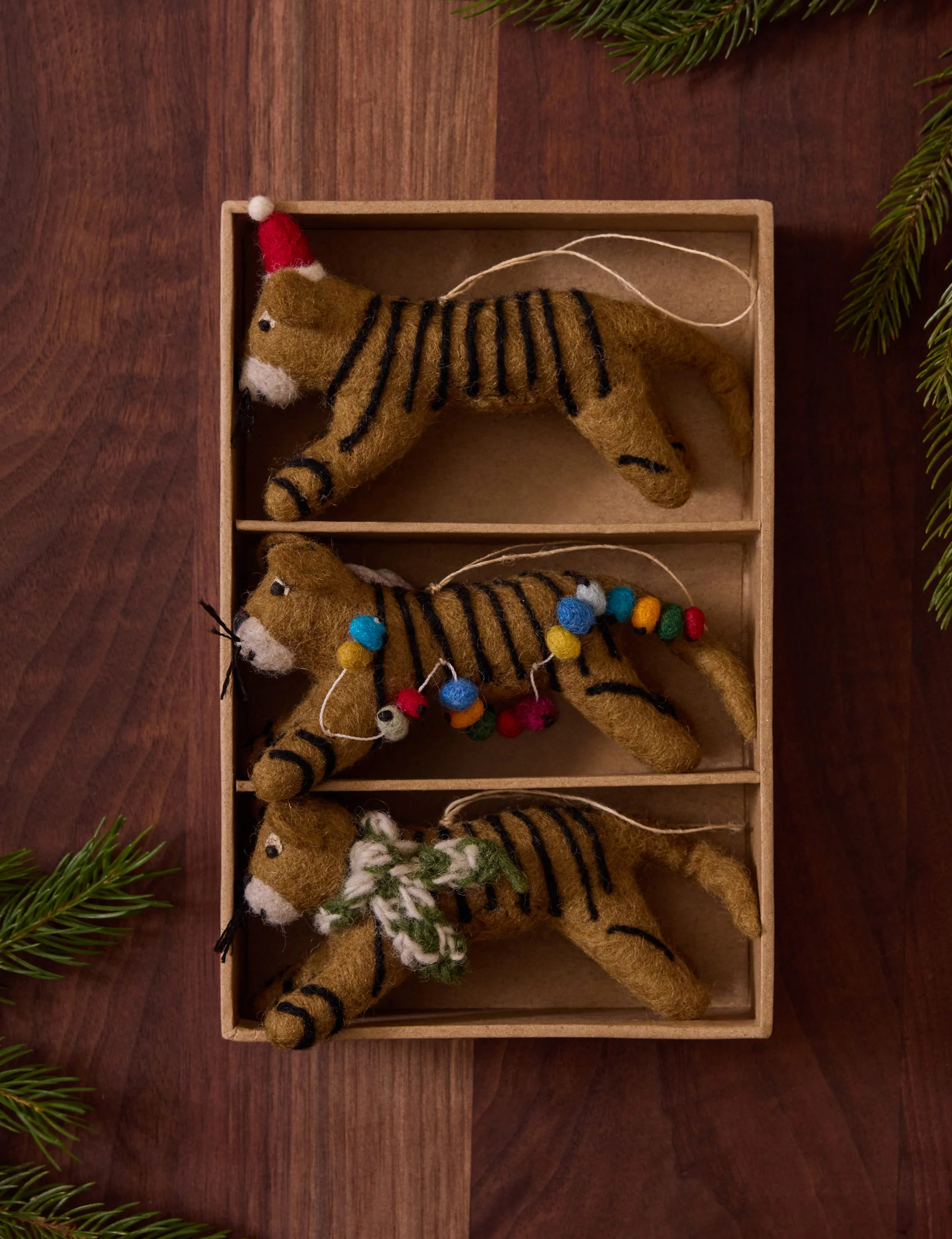 Felt Tiger Trio Ornaments (Set of 3) by Sarah Sherman Samuel - Image 3