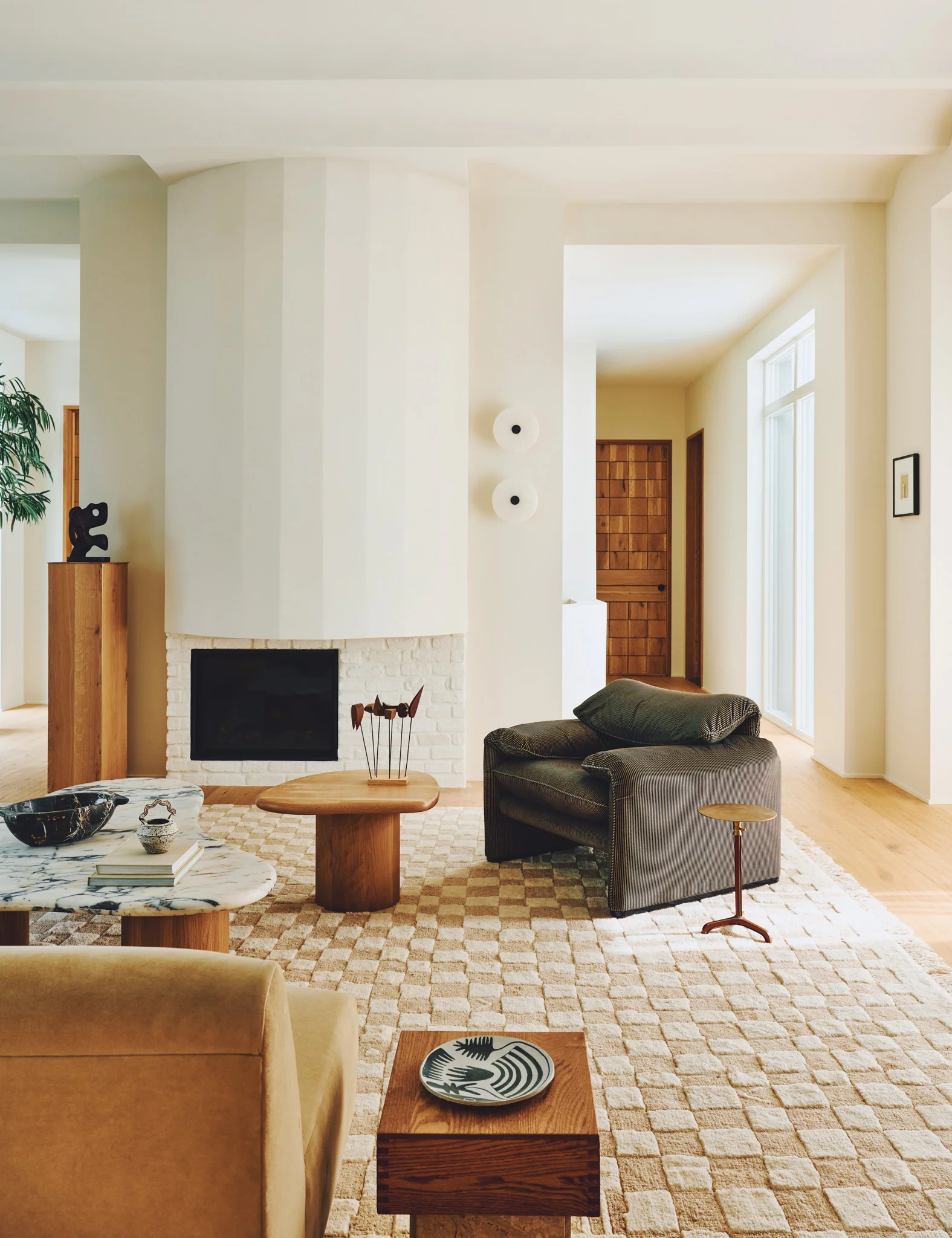 Irregular Checkerboard Hand-Knotted Wool Rug by Sarah Sherman Samuel - Image 5