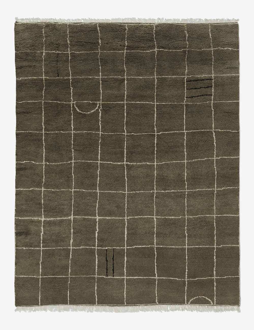 Irregular Grid Hand-Knotted Wool Rug Swatch by Sarah Sherman Samuel, Khaki - Image 2