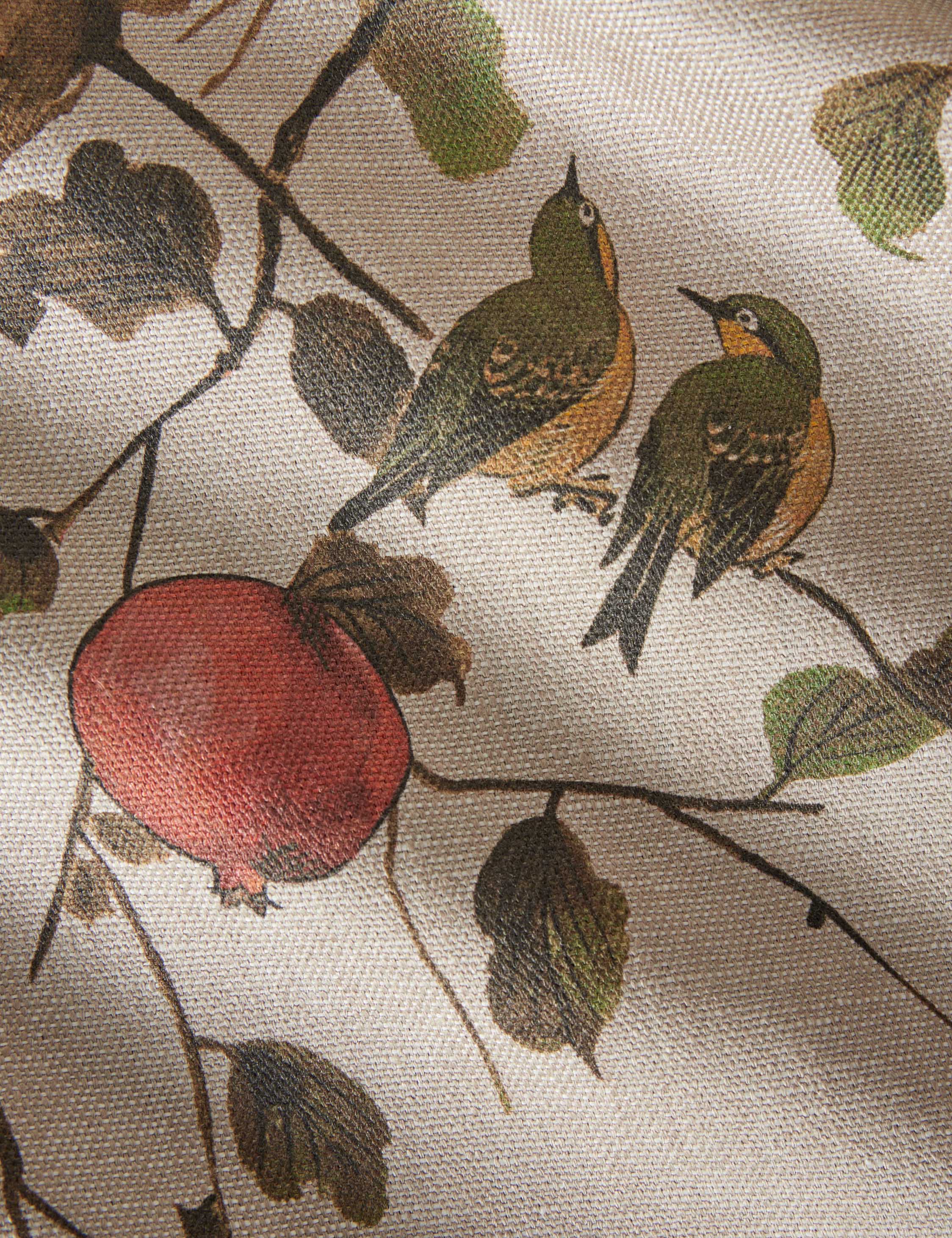 Pomegranate Birds Flax Linen Fabric by Nathan Turner - Image 3