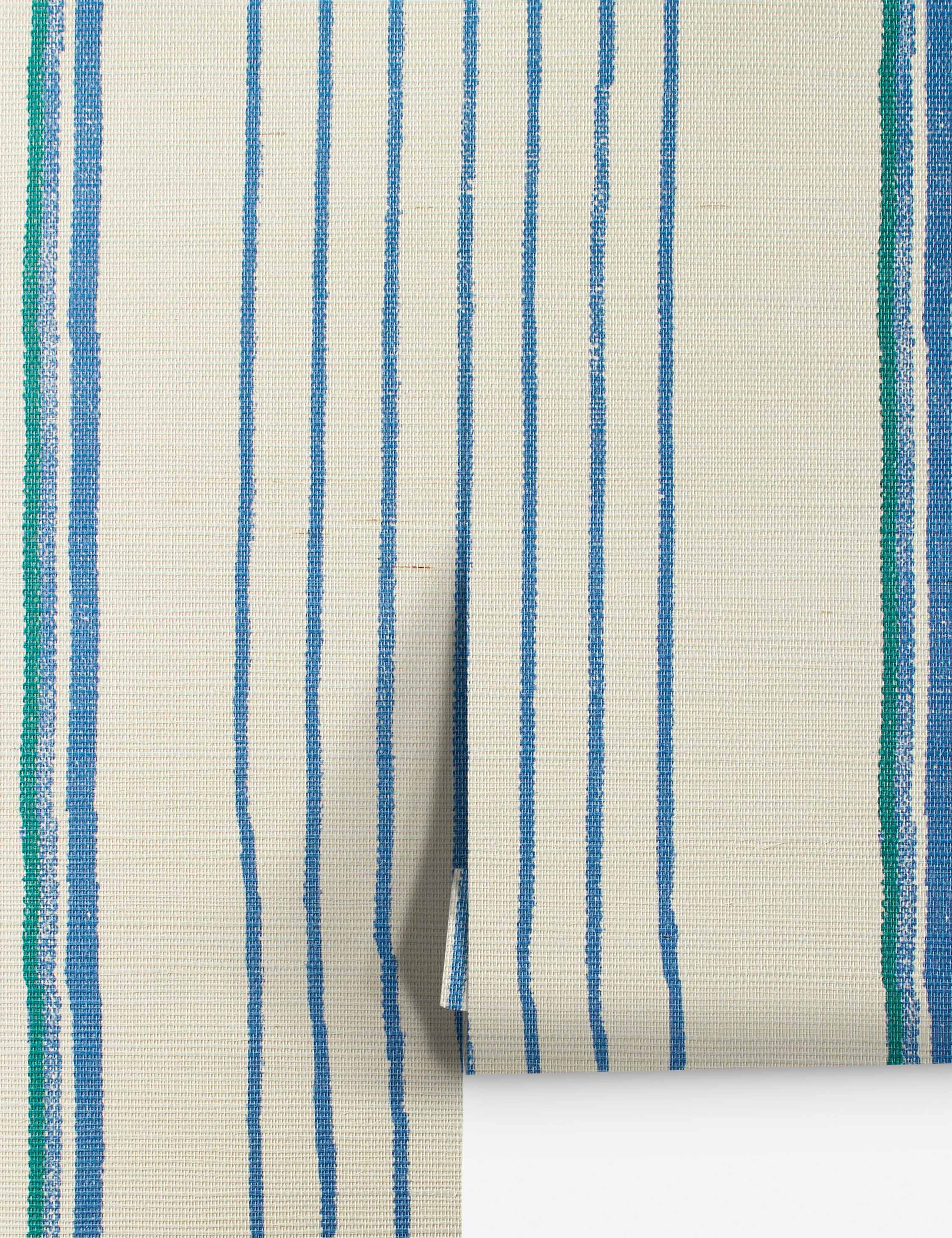 Two Tone Stripe Grasscloth Wallpaper By Nathan Turner - Image 4