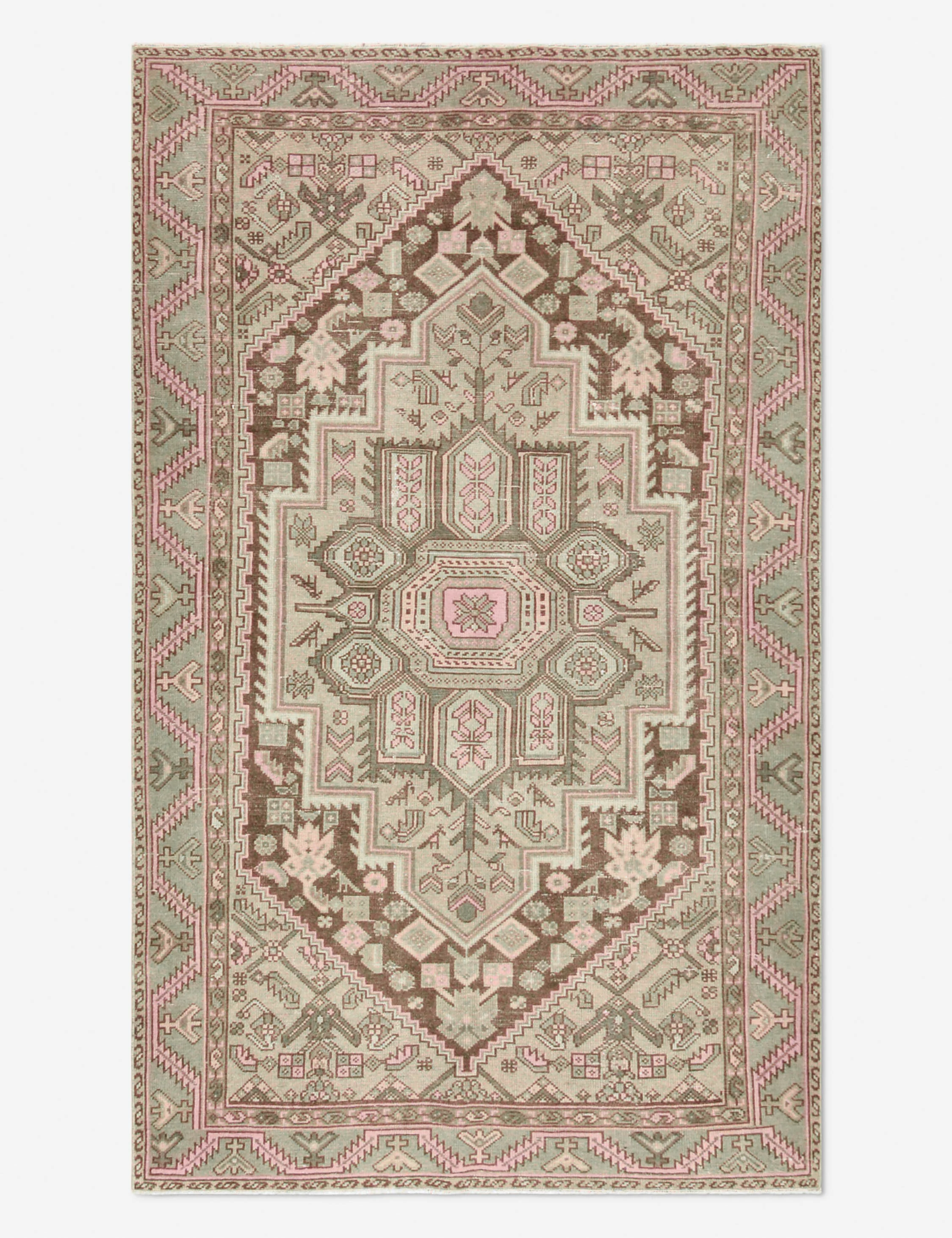 Vintage Turkish Hand-Knotted Wool Rug No. 430, 4'1" x 6'9"