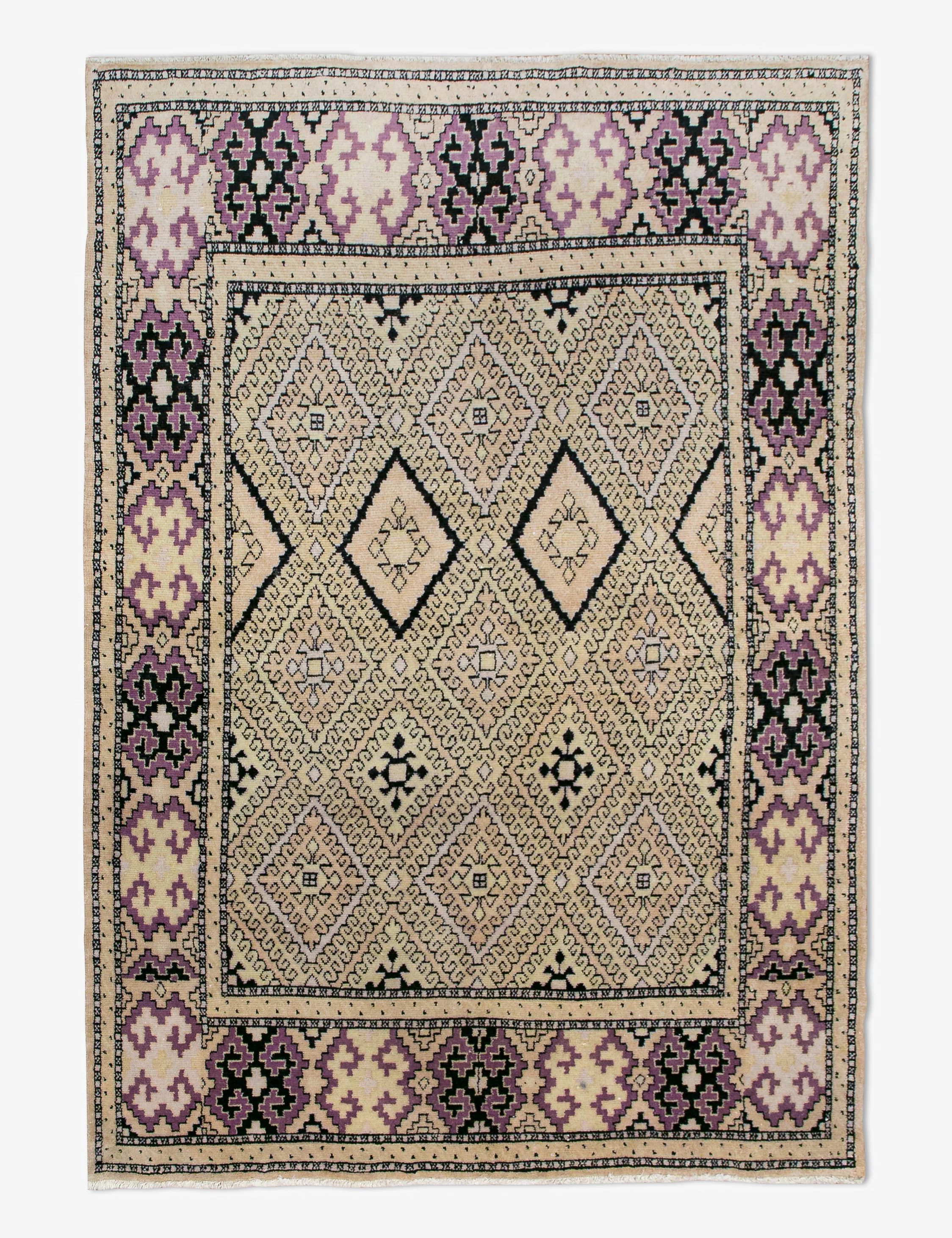 Vintage Turkish Hand-Knotted Wool Rug No. 456, 4'5" x 6'1"
