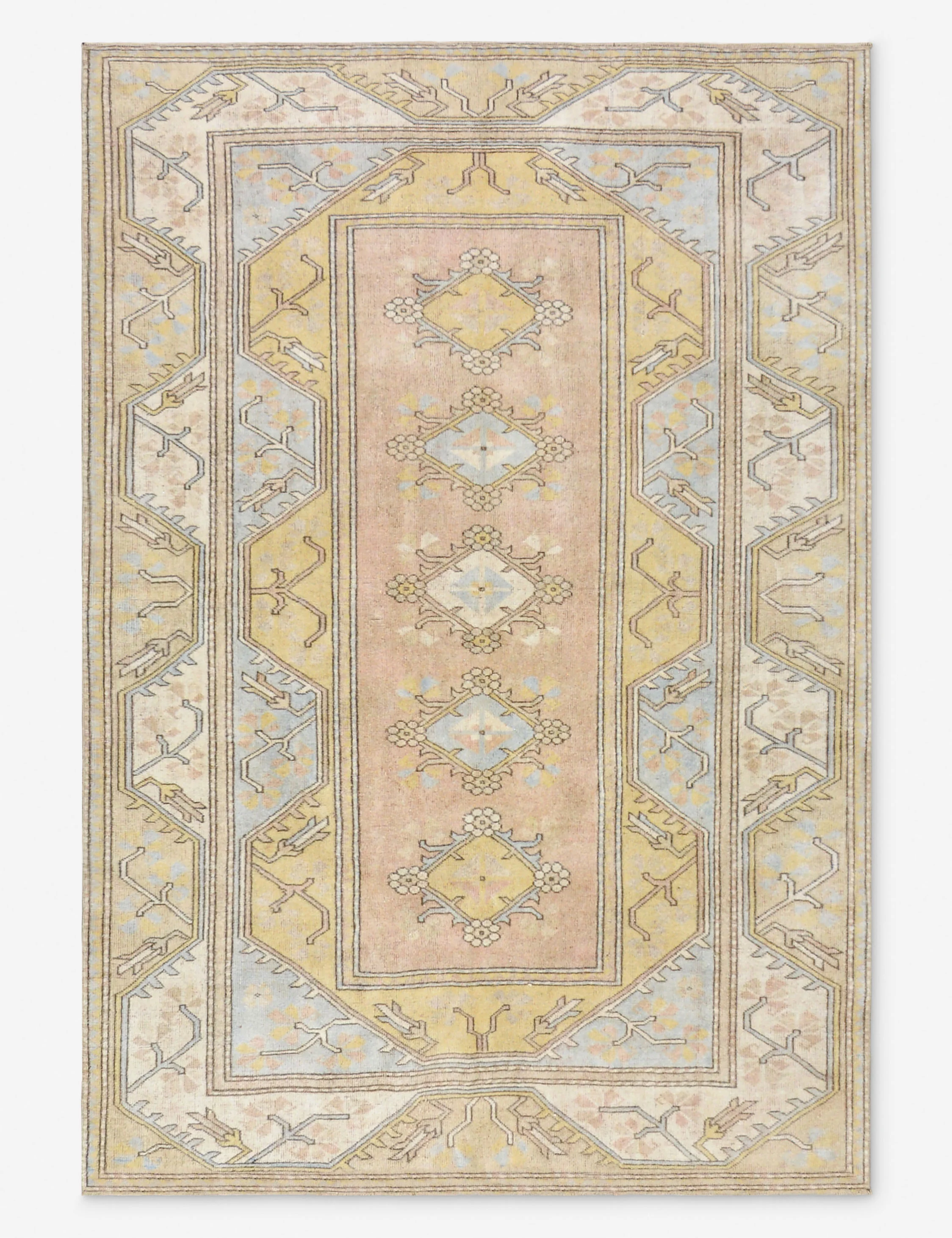 Vintage Turkish Hand-Knotted Wool Rug No. 516, 5' 6" x 8'